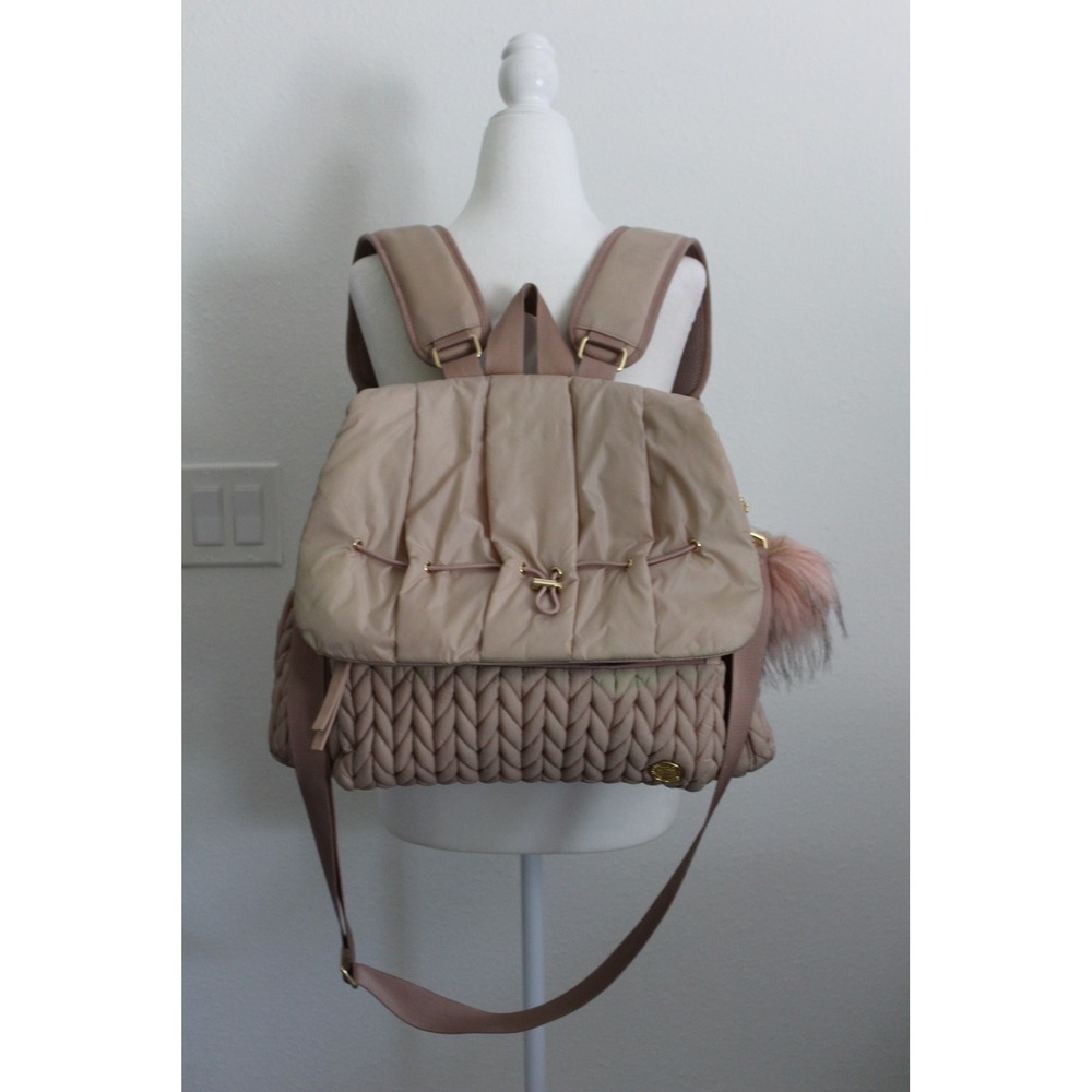 HAPP Levy Carryall Diaper Bag Backpack Dusty Rose Quilted with Changing Pad